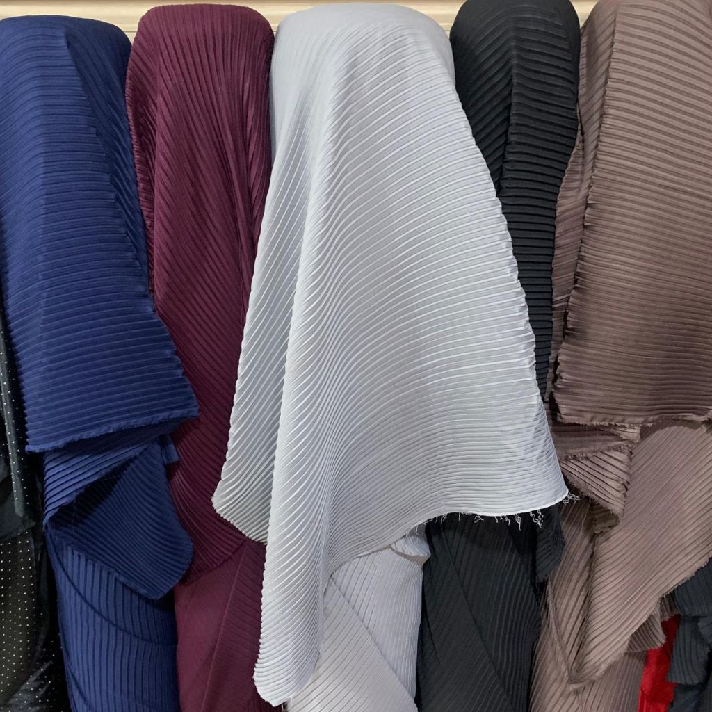 kain pleat polos - kain moscrepe plisket - kain plisket premium - kain pleat polos moscrepe