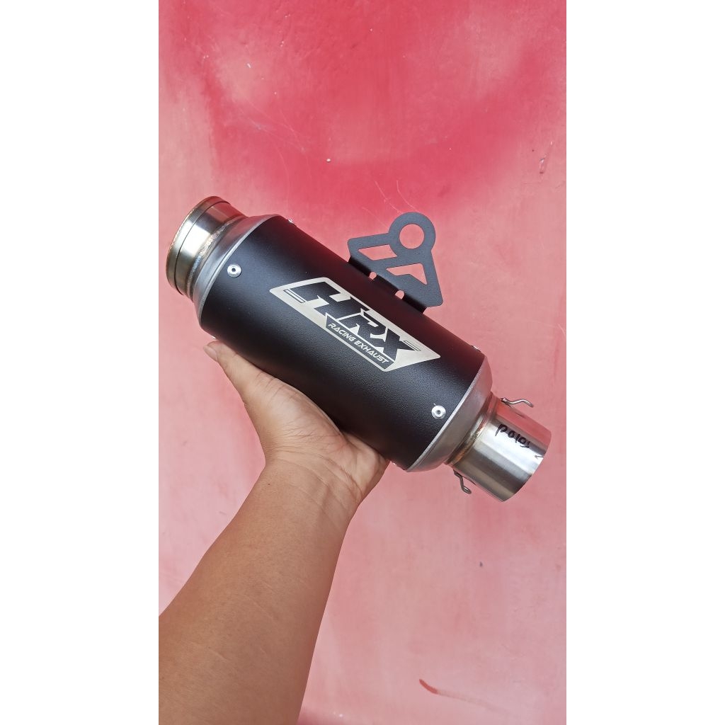 Silencer Knalpot HRX GP Pro Black Pendek P15cm Original Hitam Coating Inlet 50 Silincer Only