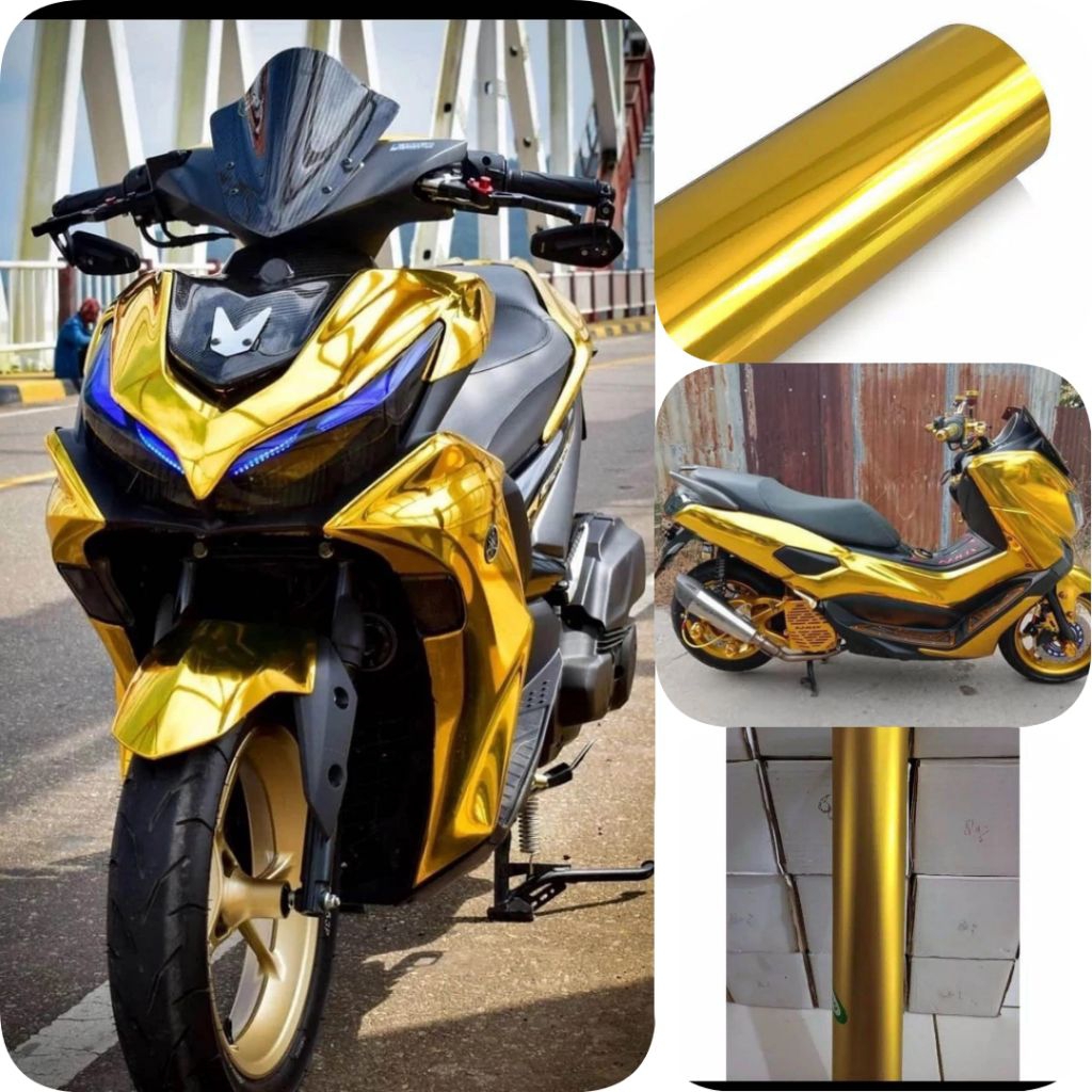 sticker skotlet metalik chroom doff kuning chroom doff