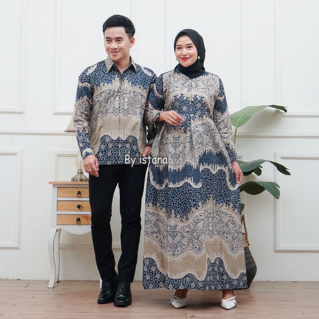Baju Batik Couple Pasangan Jumbo Lengan Panjang| Baju Couple Suami Istri| Baju Batik Sarimbitan| Kem