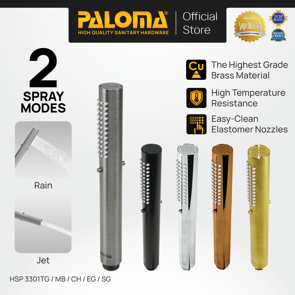 PALOMA Hand Shower Mandi Handshower Head Shower Kepala Shower Genggam Sower 2 Mode Brass Kuningan Ch