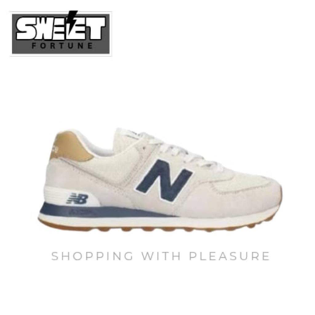 (SWEETFORTUNE) Sepatu Sneakers New Balance 574 Beige Navy