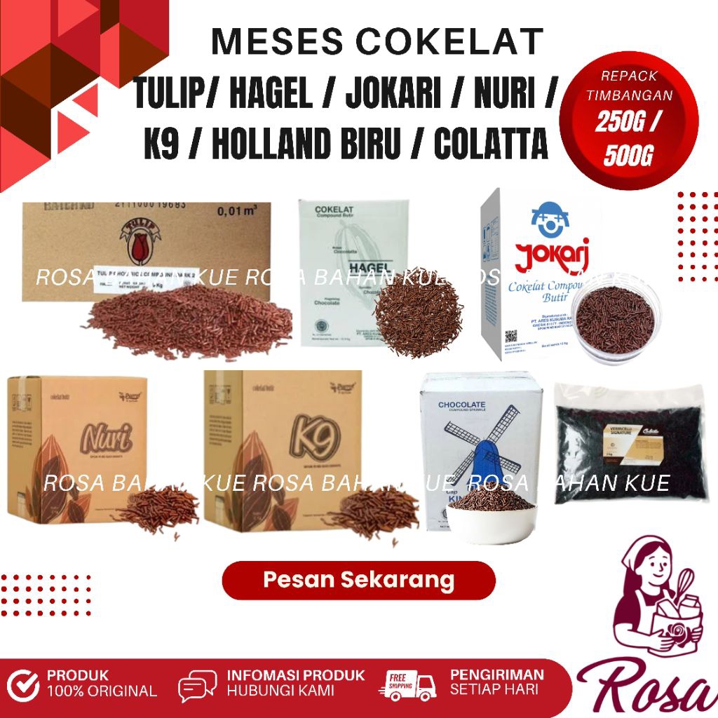 Meses Coklat Timbangan – Tulip, Hagel, Jokari, Nuri, K9, Holland Biru, Colatta (250 g / 500 g)