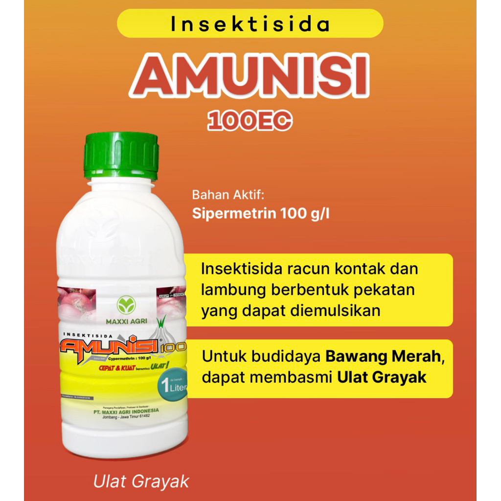 AMUNISI 100EC 100 ML Insektisida kontak Sipermetrin Untuk Hama Ulat  Grayak