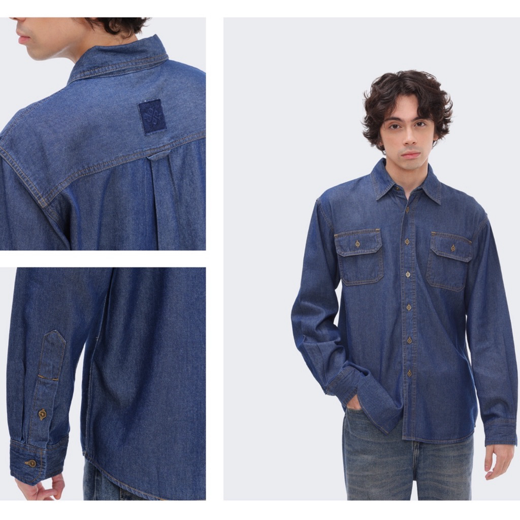 Lyon Shirt Riamiranda Denim Series RM Atasan Kemeja Pria Laki Ria Miranda
