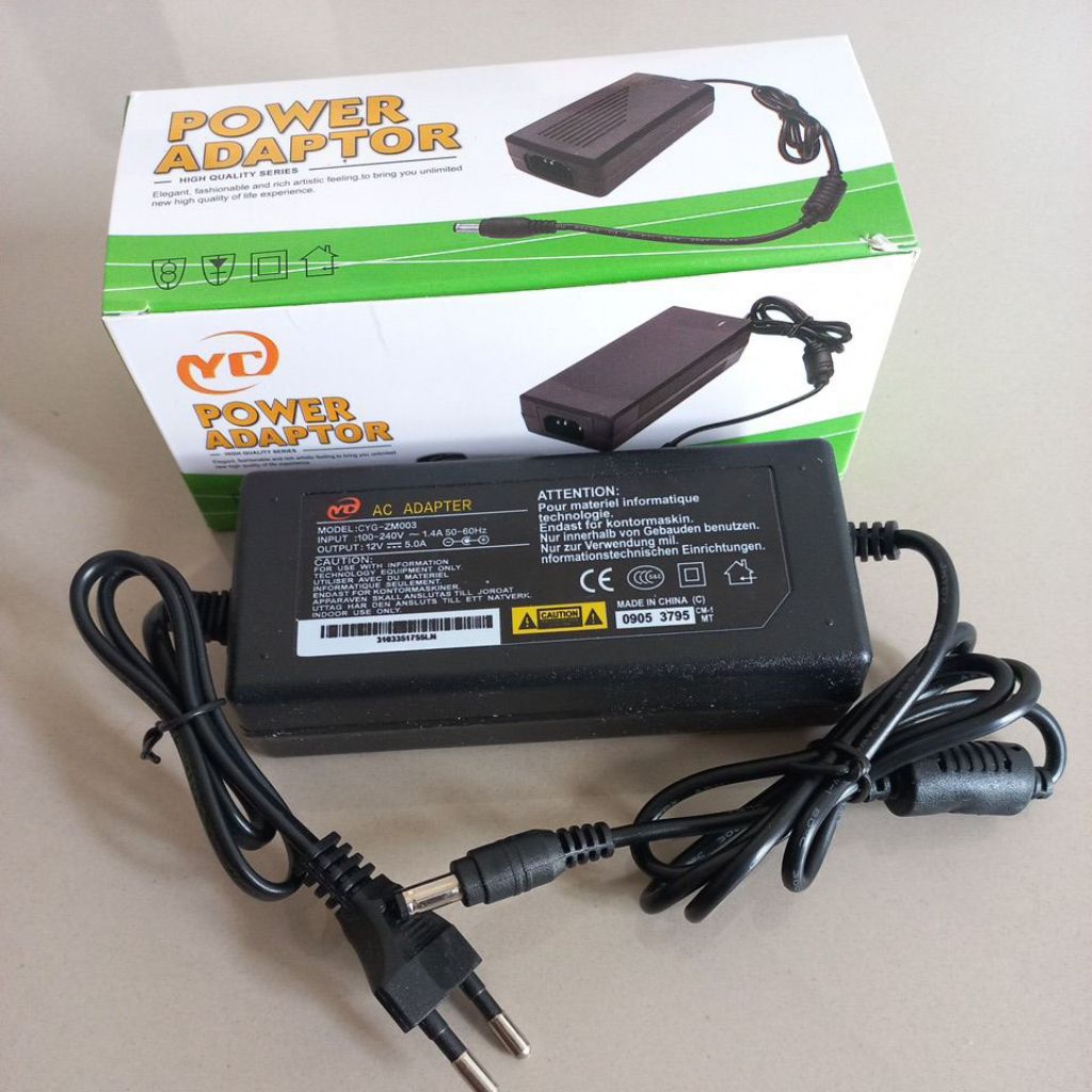 Power Supply Adaptor 12V 5A Plus Kabel Power