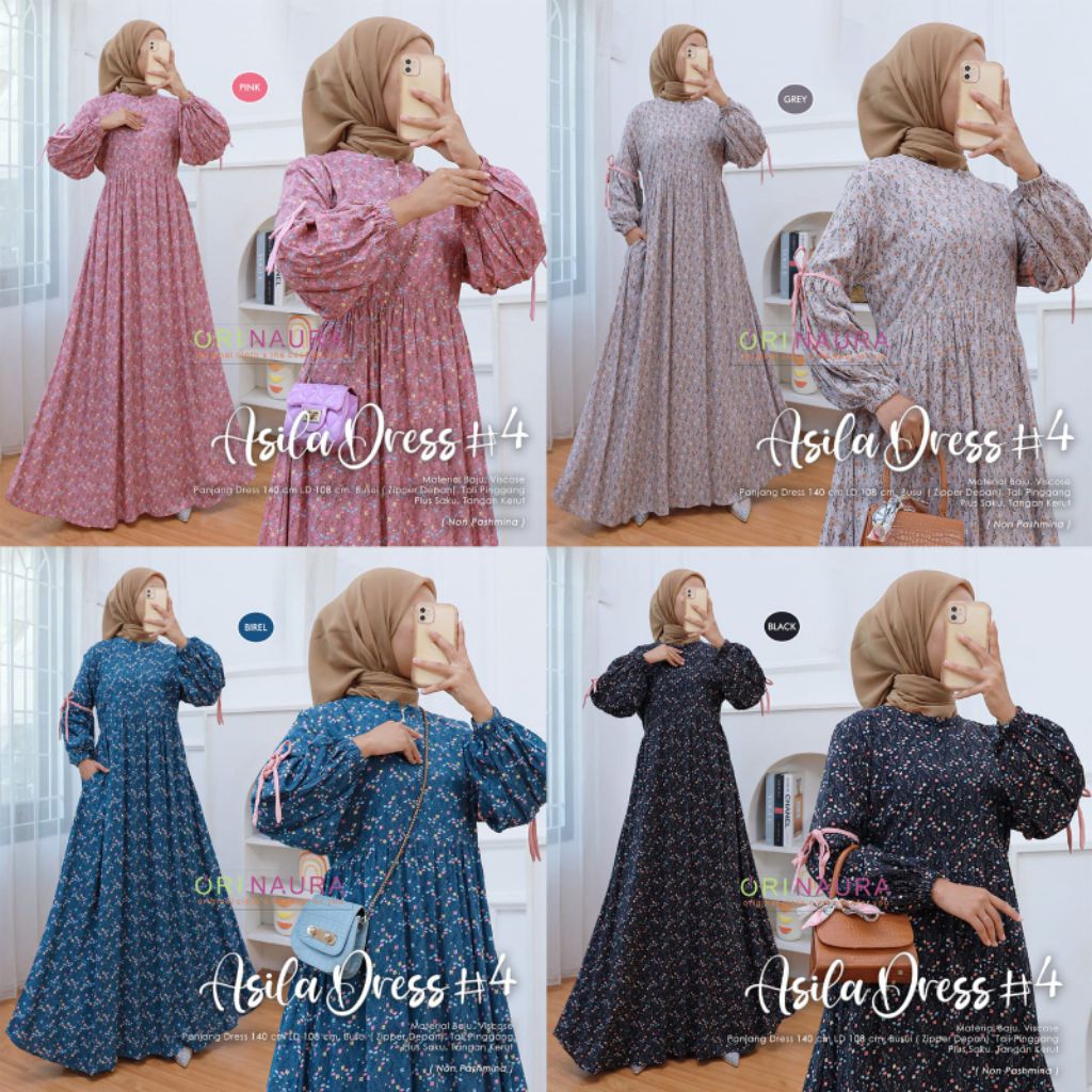 ASILA DRESS BAJU GAMIS WANITA CANTIK MOTOF BUNGA BY ORI NAURA