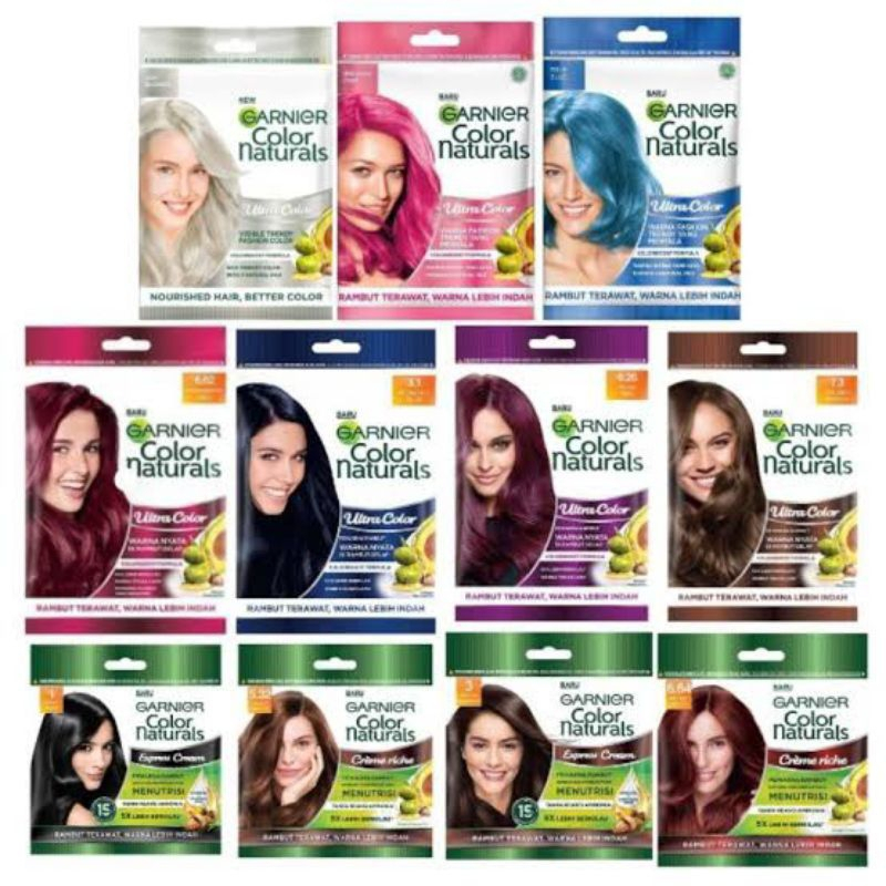 Semir Rambut Garnier Sachet All Varian Warna