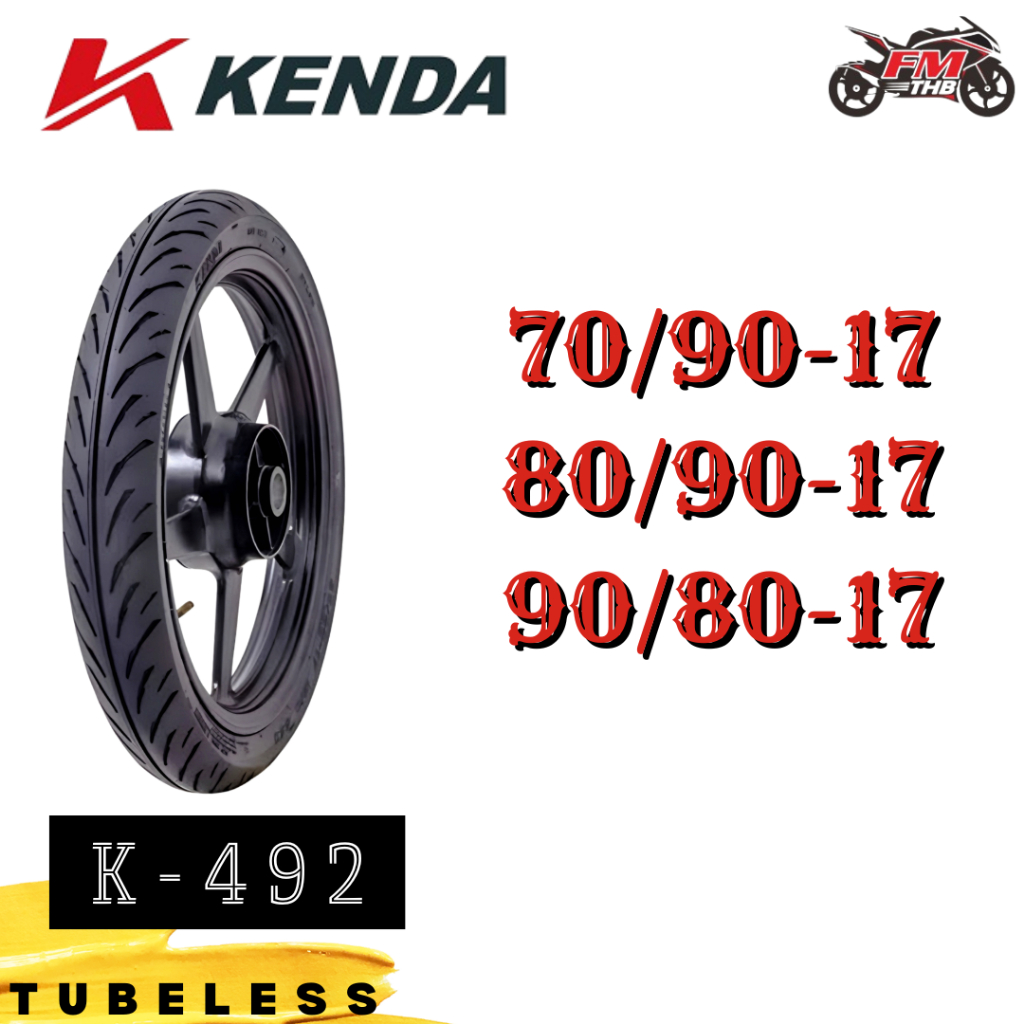 Ban Kenda K492 K-492 Ring 17 Tubeless - Ban Motor Tubeless/Tubles (Pilih Ukuran)