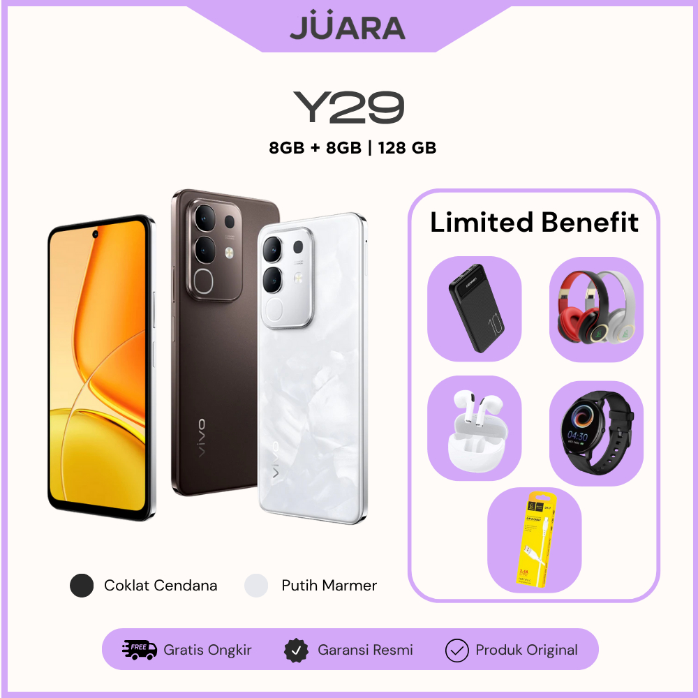 [HP GAMING 2025] vivo Y29 (8+8/128GB) Garansi Resmi | 6500mAh | Snapdragon 685 | Bonus Menarik | IP6
