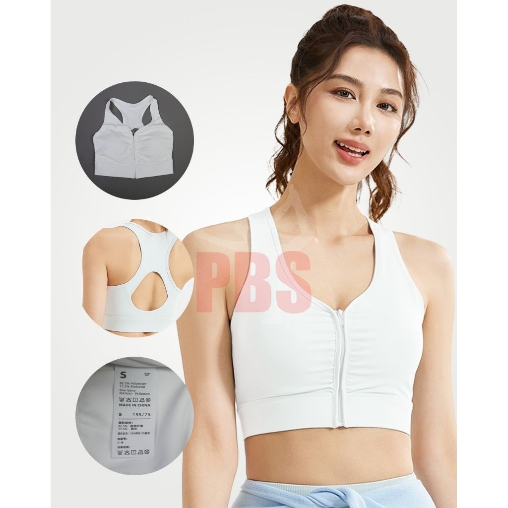 PBS | SportBra+Cup Bra Zipper/Sportbra wanita