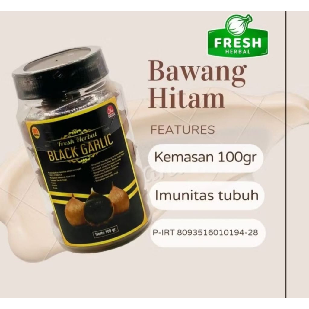 Black Garlic 100 gr gram Bawang Hitam Tunggal Lanang Paling Murah Obat Herbal Sehat Premium Kemasan 