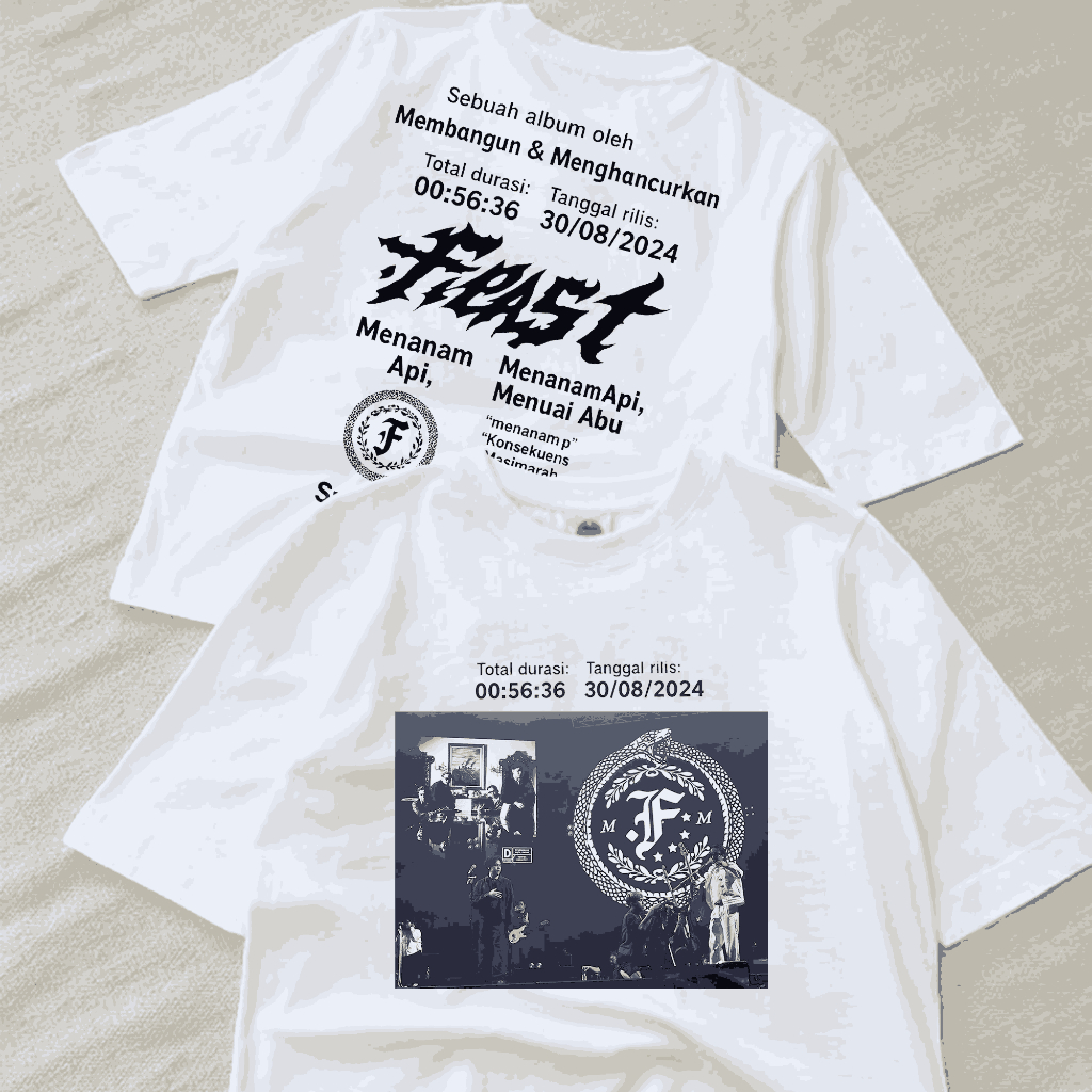 East Studioz Kaos Hindia Feast - RECORDS ALBUM Merch Tshirt Band Lokal Indie Pria Wanita