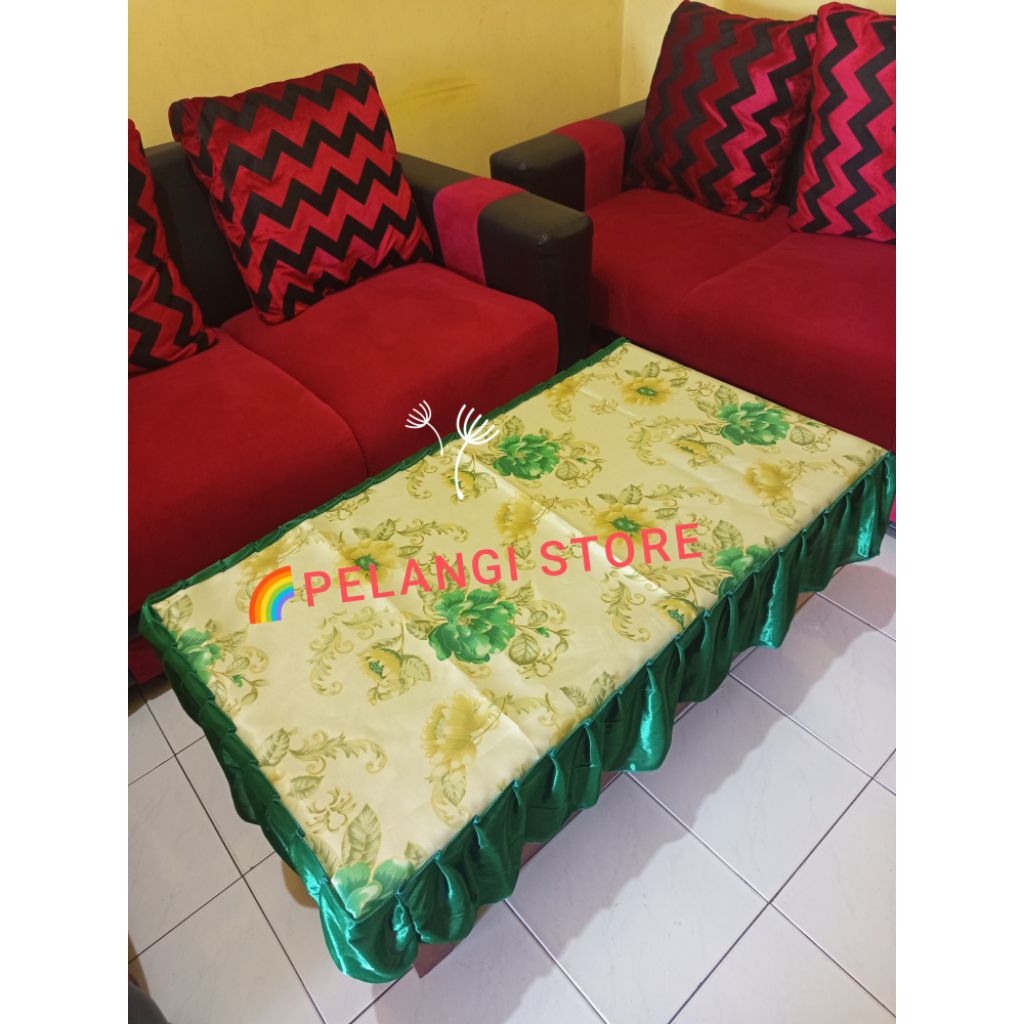 TAPLAK MEJA RUMBAI MOTIF BUNGA BORDIR/TAPLAK MEJA KOTAK/TAPLAK MEJA TAMU
