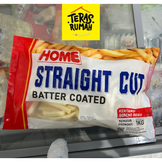 HOME - STRAIGHT CUT BATTER COATED FRIES KENTANG GORENG FROZEN 1KG berbumbu