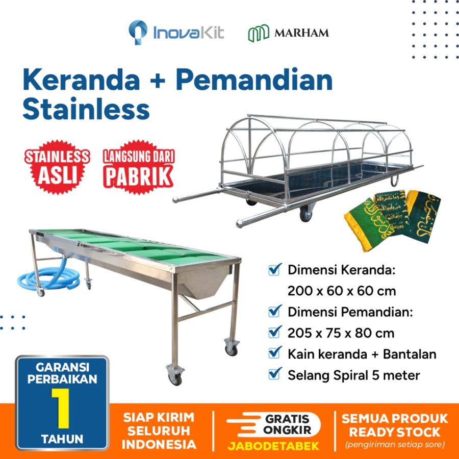 Keranda Jenazah free kain penutup dan pemandian Jenazah free bantalan 5pcs dan selang 5meter [ BISA 