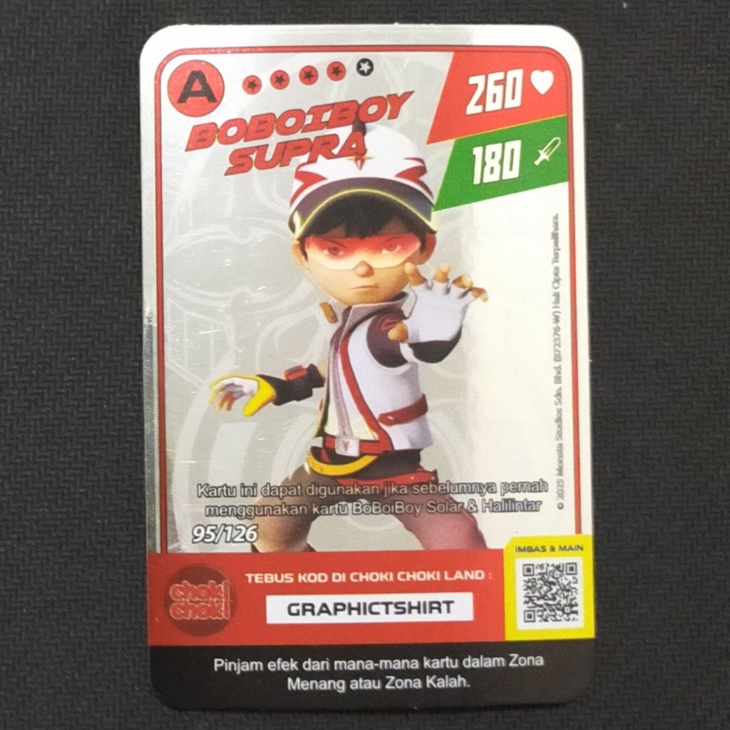 Boboiboy Monsta Galaxy Card Boboiboy Supra Choki Choki (Silver)