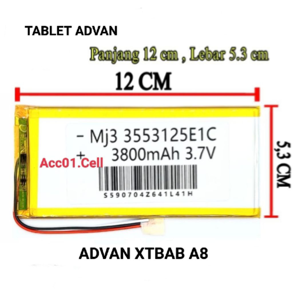 Baterai Advan Tablet Adva XTAB A8 8004 3 Kabel Batre Tab Advan