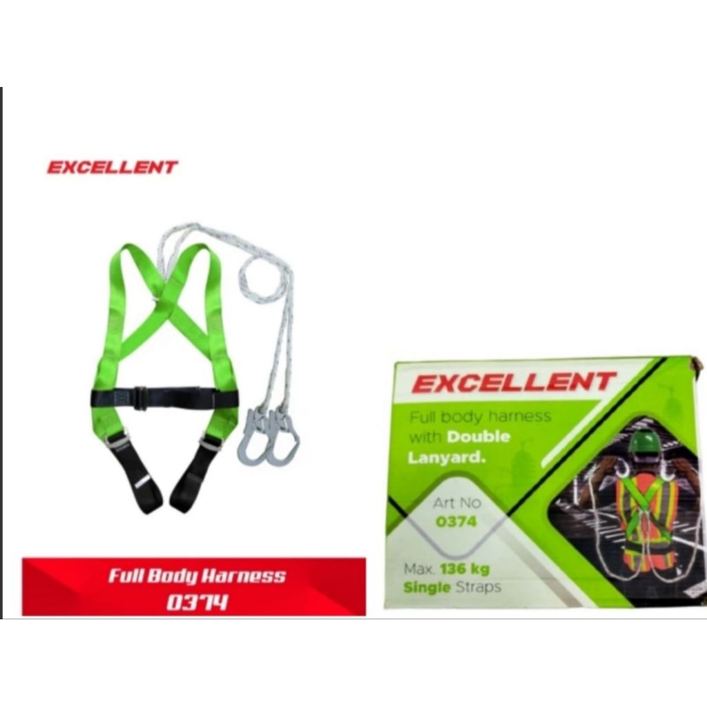 Full Body Harness Excellent 0374 Double Lanyard / Double Hook Original Safety Body Harness