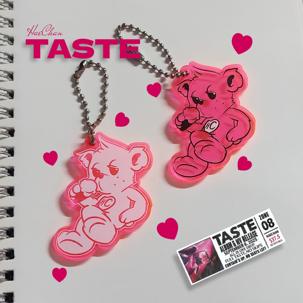 Keychain Haechan NCT TASTE Bear - Gantungan Kunci Akrilik KPOP Merch Ganci 1 Sisi 2mm