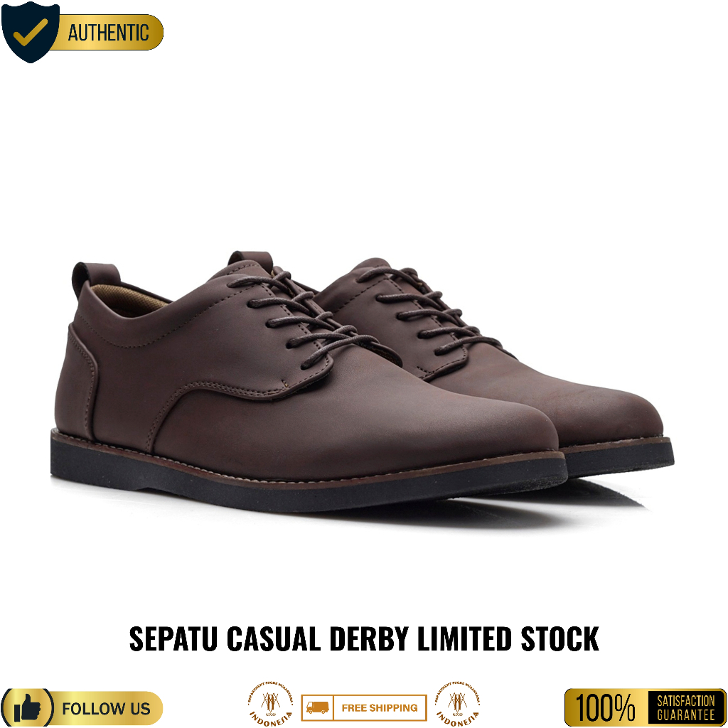 REYL MAN x uawindonesia - Sepatu Casual Formal Pria Coklat Derby Oxford | REYL MAN BRIDGE BROWN