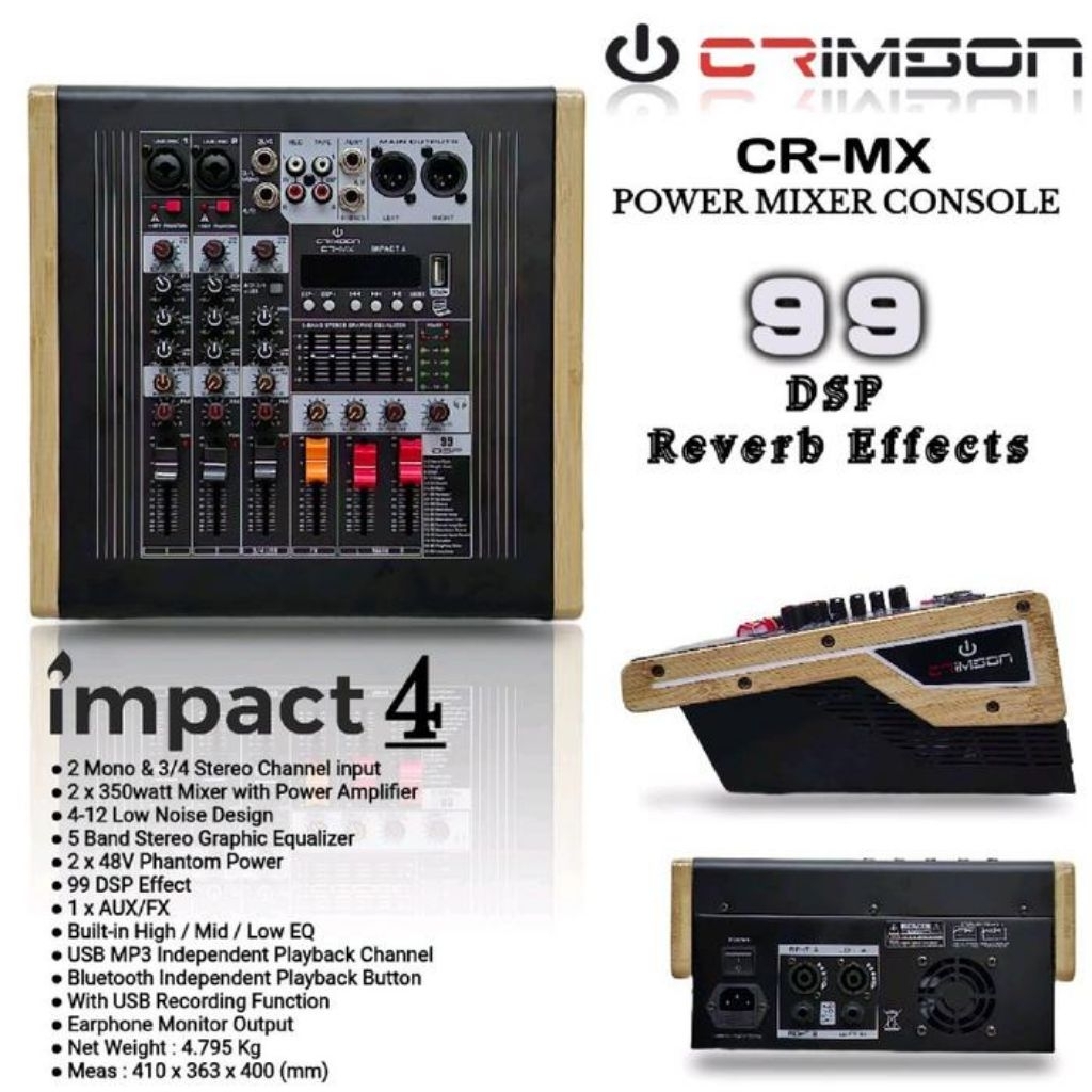 power mixer Crimson CR-MX IMPACT 4 Power Mixer 4 Channel Crimson