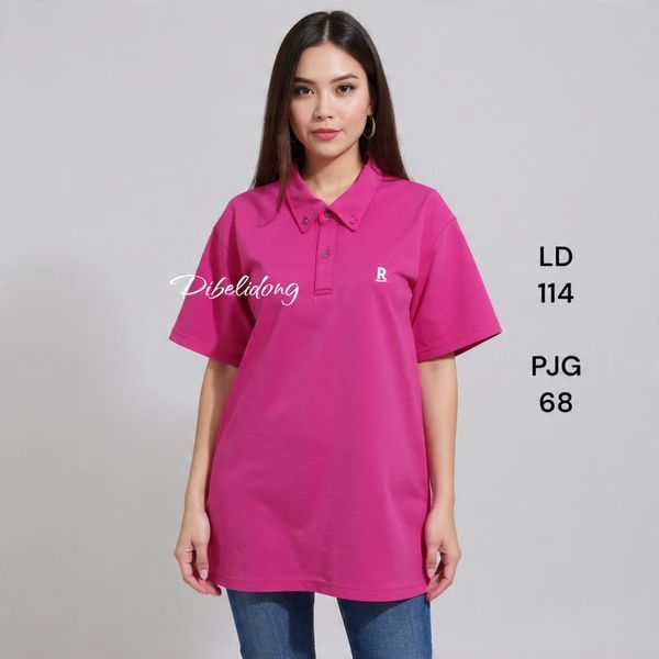 kaos pendek berkerah pink fanta