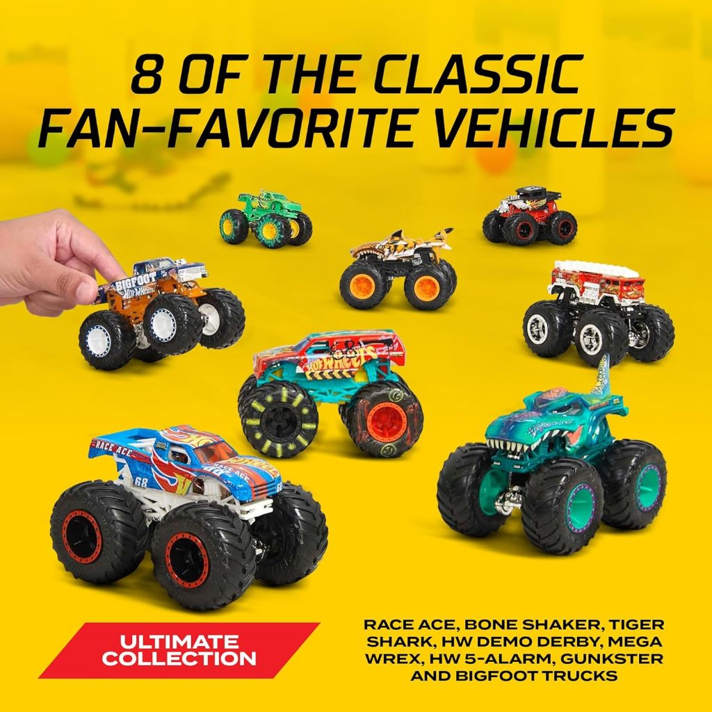 Hot Wheels Monster Trucks Live 8-Pack, Multipack of 1:64 Scale Toy Monster Trucks, Characters from T