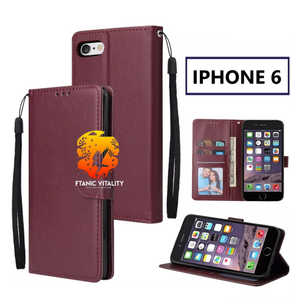 FLIP LEATHER CASING IPHONE 6 CASE KULIT FLIP WALLET LEATHER DOMPET KULIT PREMIUM SARUNG BUKA TUTUP K