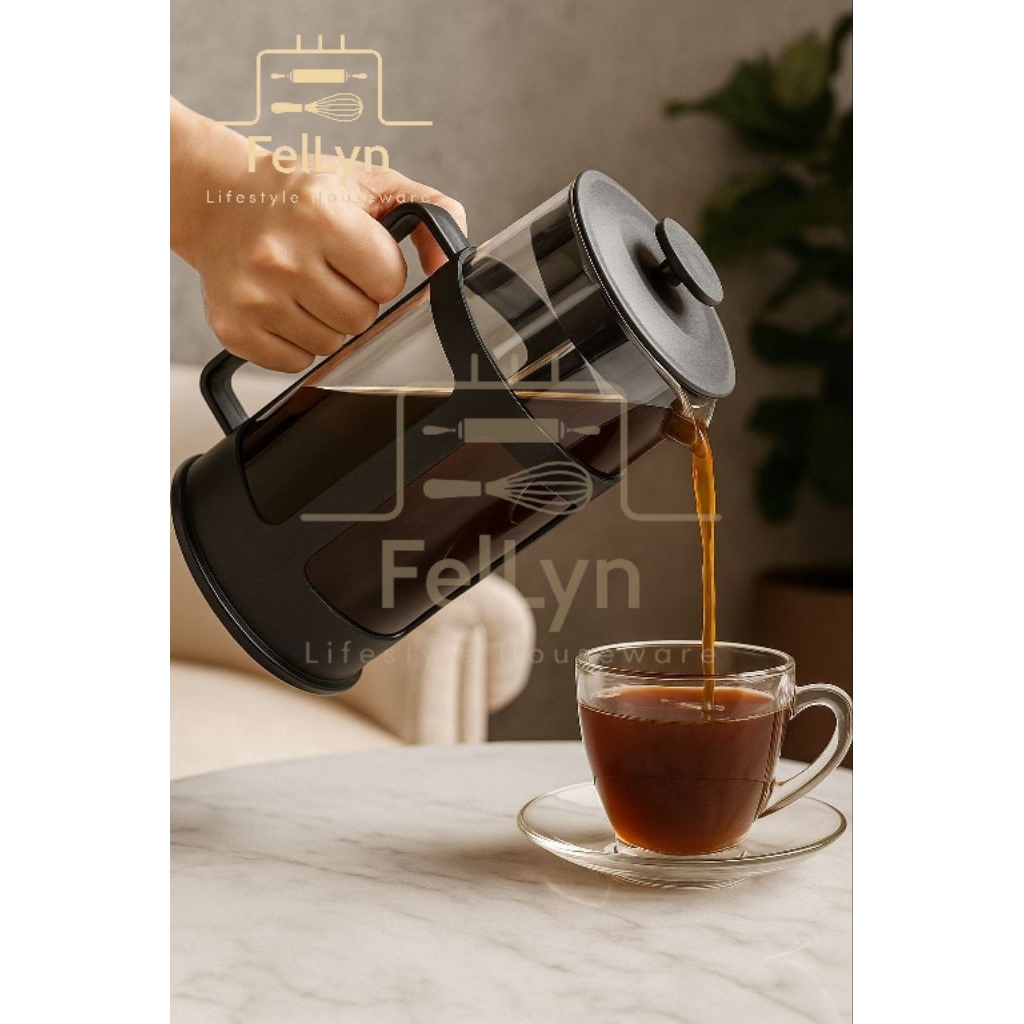 FRENCH PRESS 1000ML / ALAT SEDUH KOPI / COFFEE FILTER KACA 1L