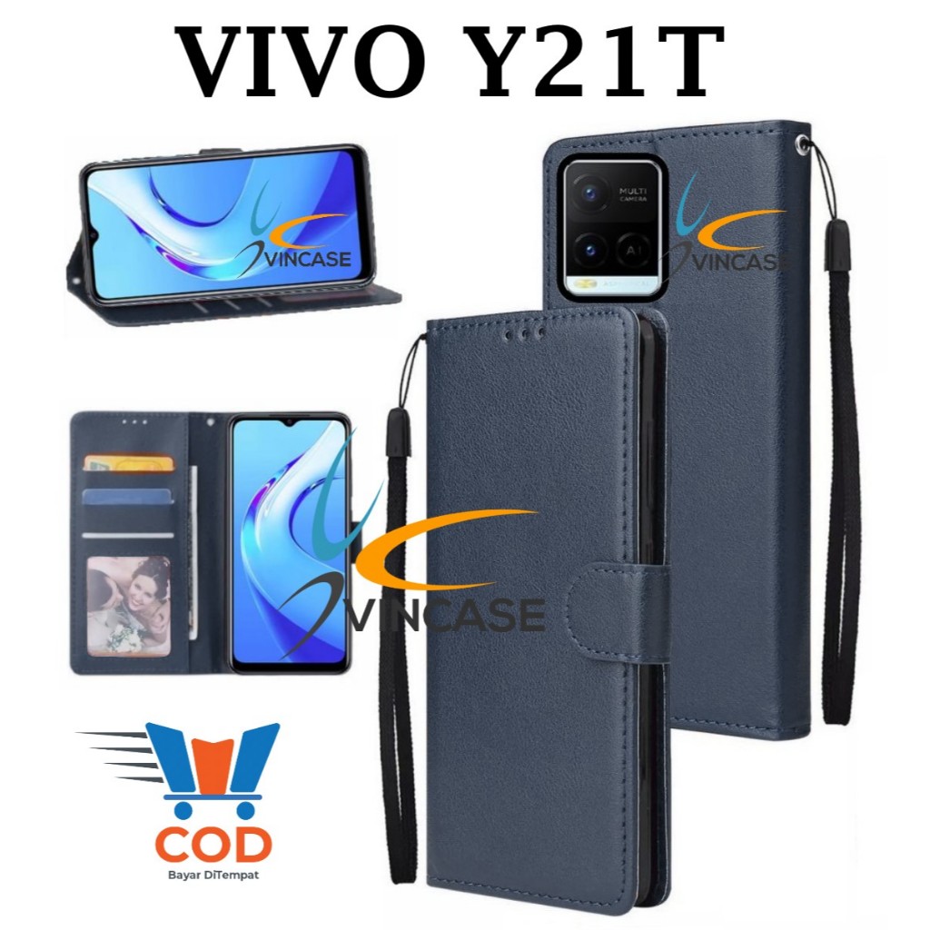 VIVO Y21T FLIP LEATHER CASE PREMIUM - FLIP WALLET CASE KULIT UNTUK VIVO Y21T - CASING DOMPET | FLIP 