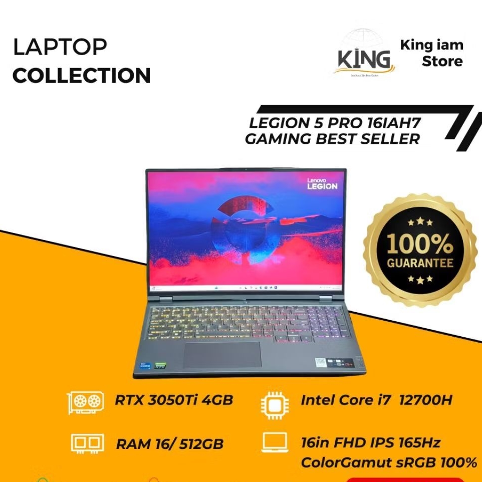 LENOVO LEGION 5 PRO i7-12700H RTX 3050Ti | RAM 16GB 512GB NVMe LAYAR 165Hz | Laptop Gaming Gahar Des