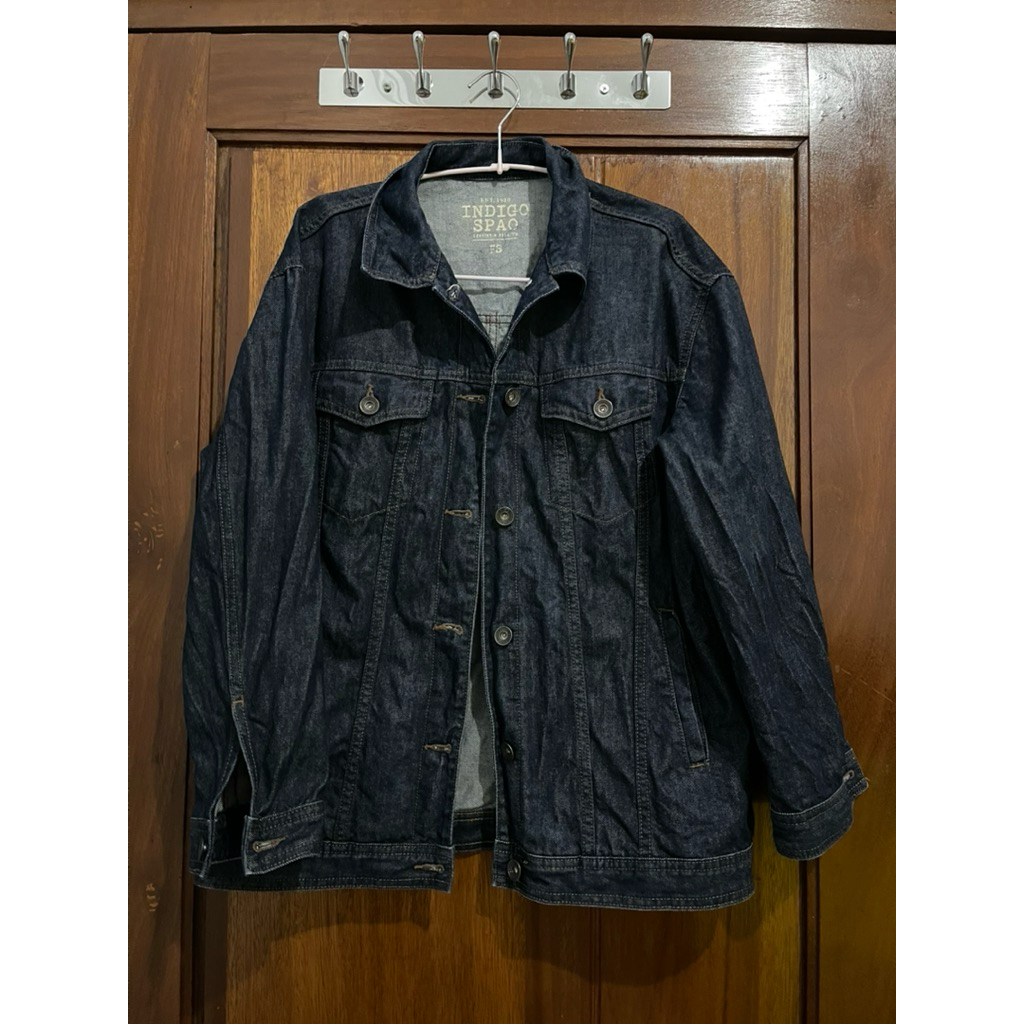 JACKET DENIM JEANS KOREA UNISEX INDIGO SPAO