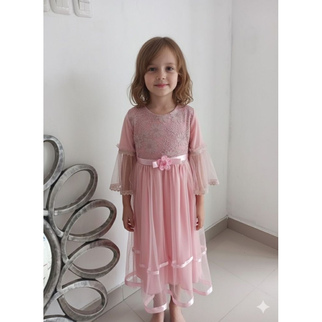 gaun pesta anak / dress pesta anak / baju pesta anak / tangan ¾ Model tila BARU