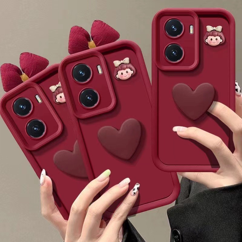 Casing iPhone Love Heart Cewek Lucu Silikon Imut Anti Jatuh/Case Iphone 11-16 PRO MAX