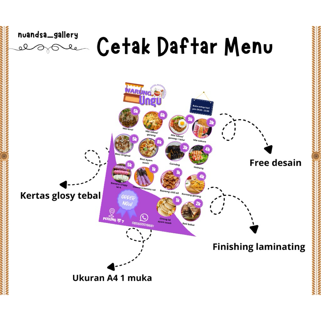 Cetak Daftar Menu Makanan & Minuman FREE DESIGN