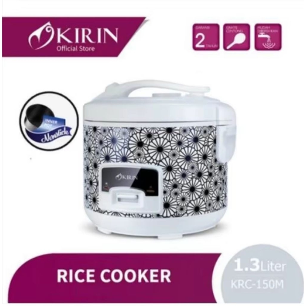 Rice Cooker Kirin KRC 150M Penanak Nasi Kecil Kapasitas 1,3 Liter Fungsi 3 in 1 Magic Com Kirin Kiri