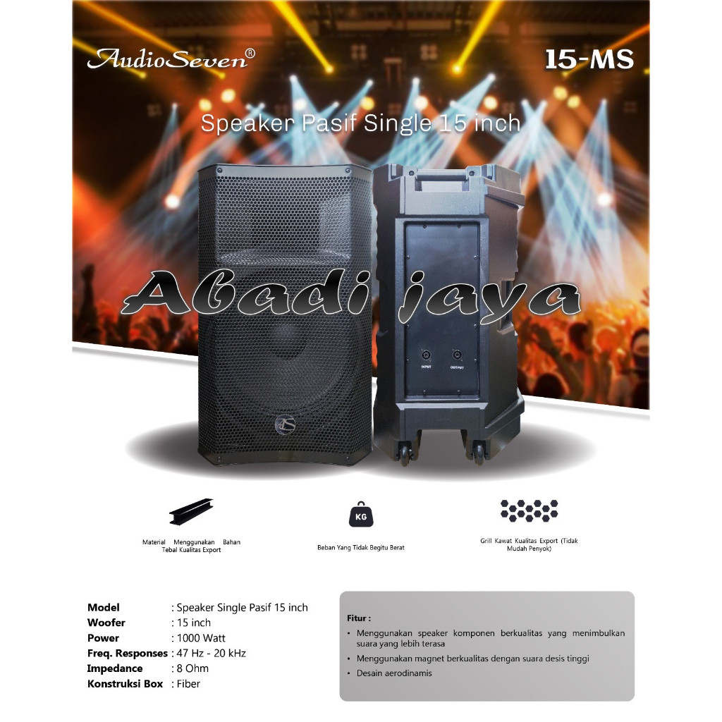 speaker pasif audio seven 15-1 / 15 ms 15 inch 2 model 2 buah 1000 watt original