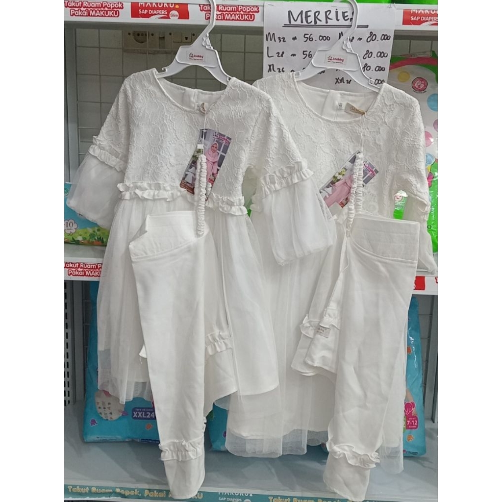 Snobby Dress Muslim Brokat Premium Putih (1-3th)
