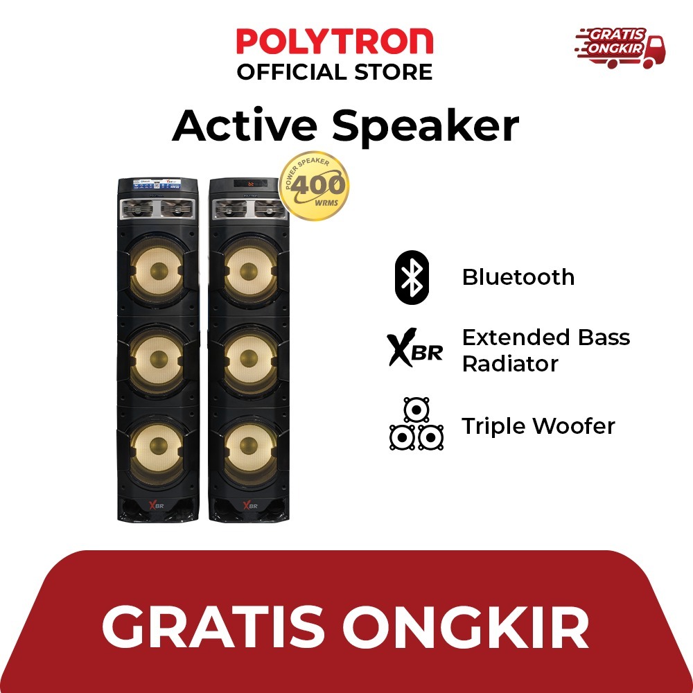 POLYTRON Speaker Aktif Bluetooth Karaoke 10 Inch PAS 10DF38