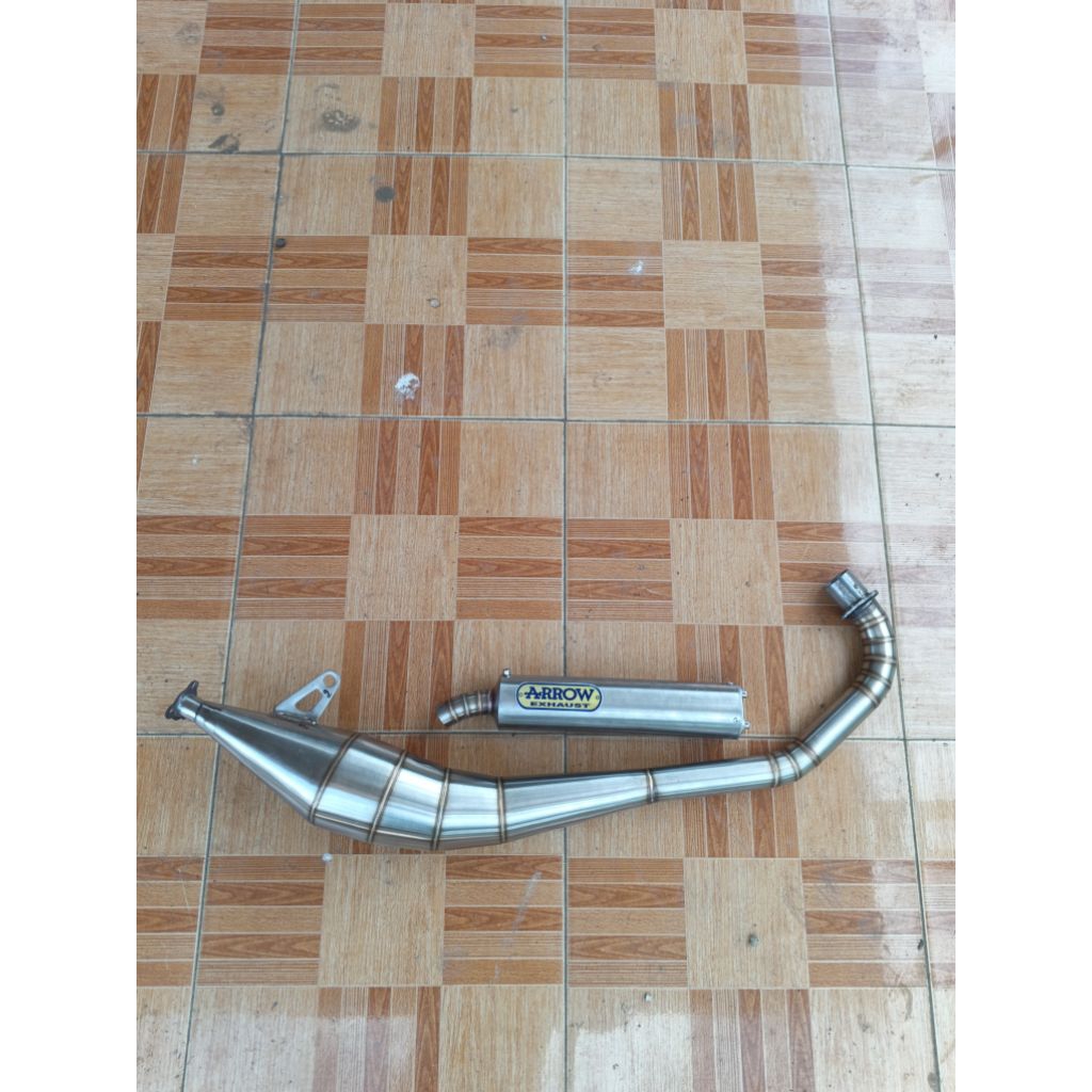 Knalpot Satria 2 tak Arrow Samping stainles R Hiu