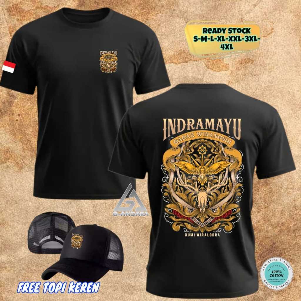 KAOS INDRAMAYU GAGAK WINANGSIH BUMI WIRALODRA READY LENGAN PENDEK DAN LENGAN PANJANG BONUS TOPI