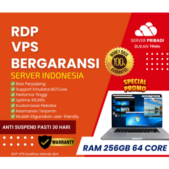 RDP VPS RAM 256GB 64 CORE Murah Bulanan