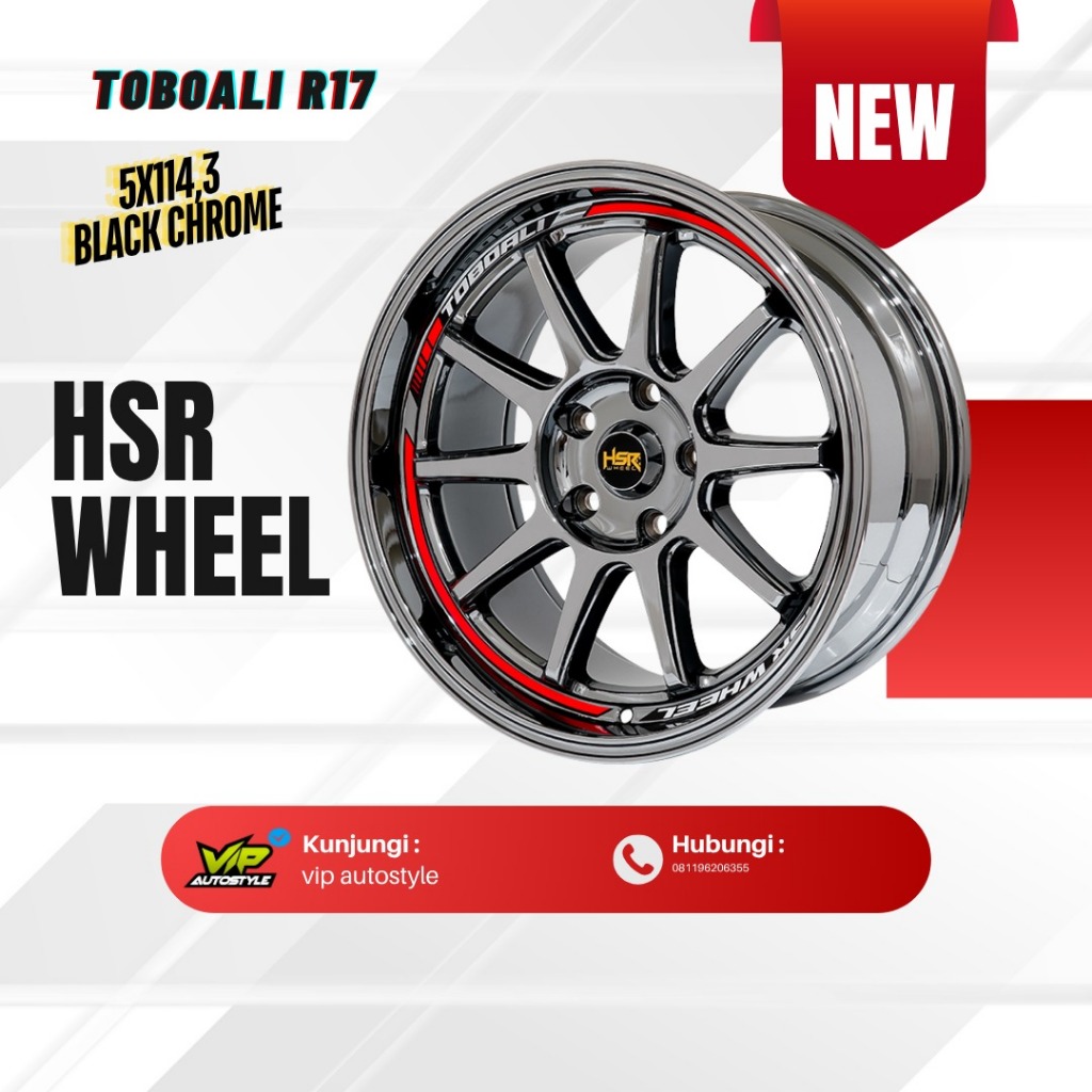 VELG BLACK CHROME R17 INNOVA CAMRY RUSH TERIOS RING 17 HSR TOBOALI 5X114,3 - HSR WHEEL PLUIT