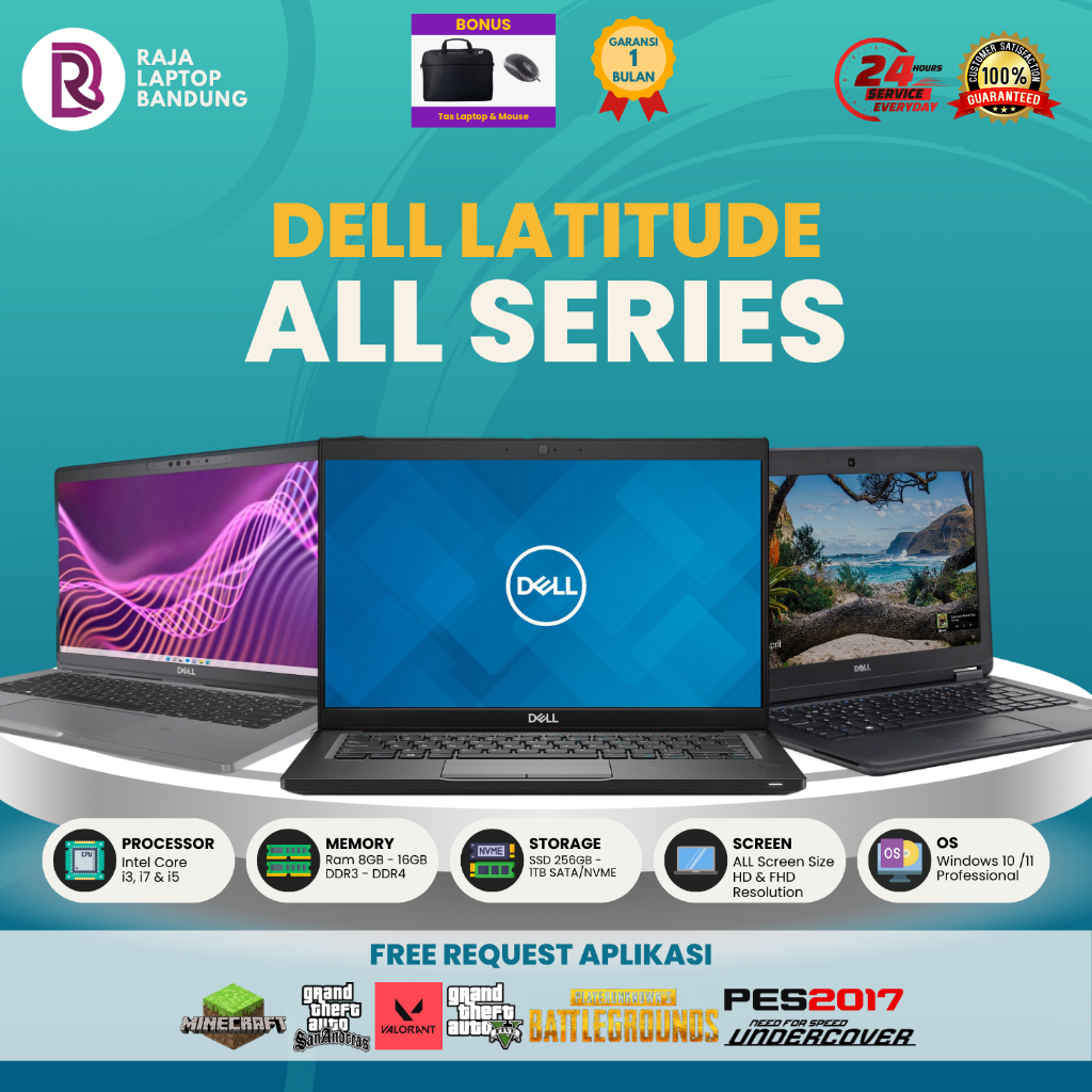 DELL LATITUDE 7210 7400 7410 5290 Intel Core i5 / i7 RAM 8GB SSD 256GB Laptop Second Mulus Original