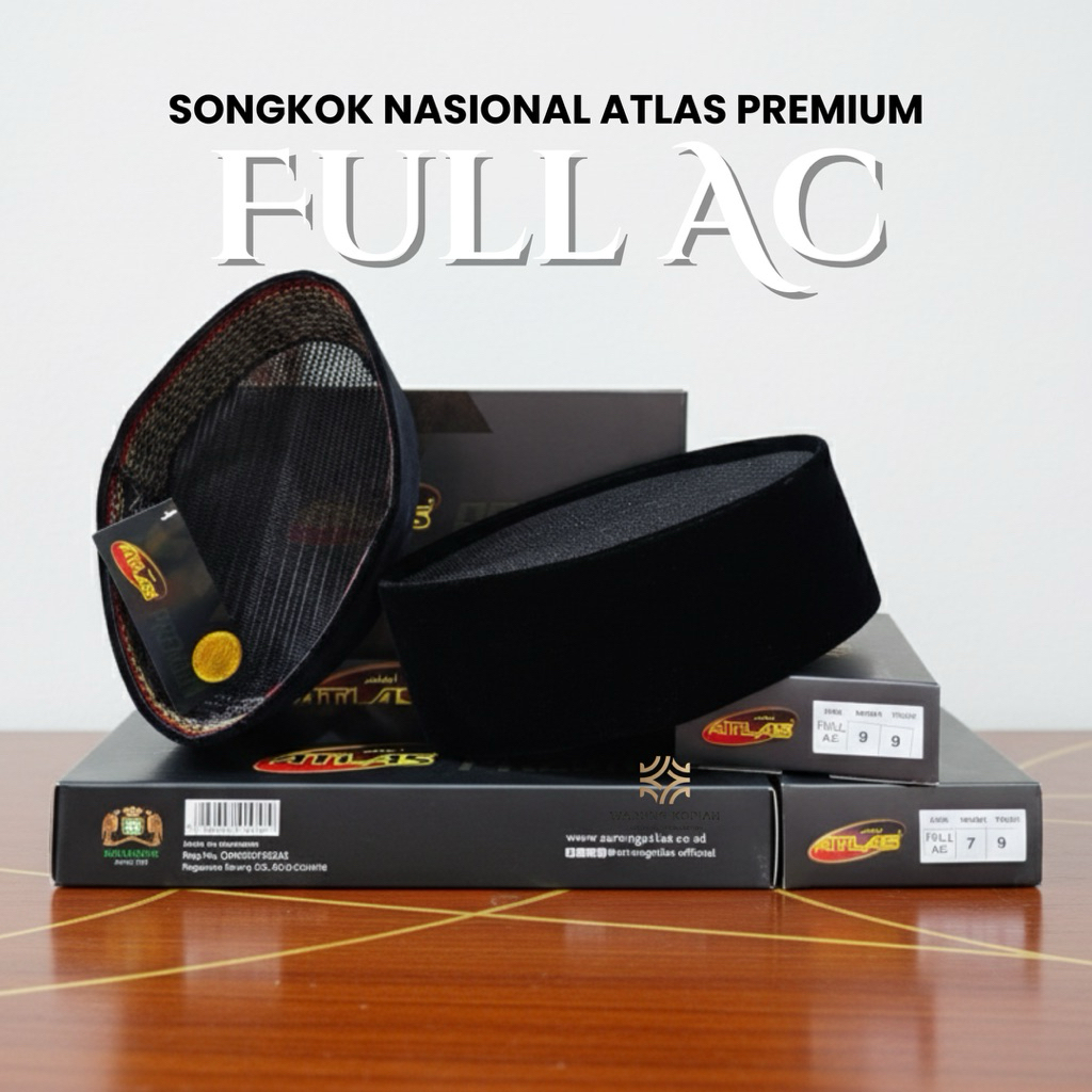 Peci Songkok Hitam - Peci Hitam Atlas Full AC - Peci Atlas Premium Original - Songkok Atlas Premium