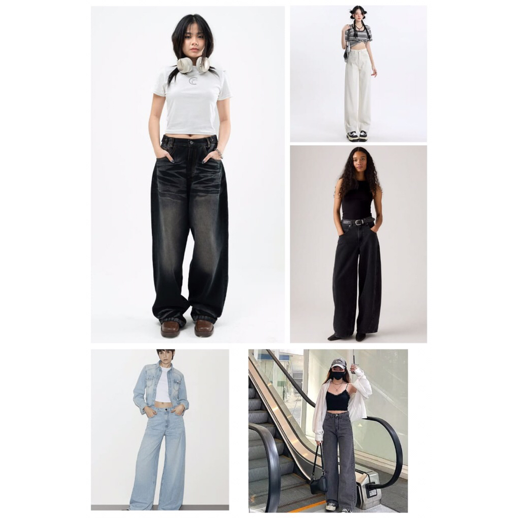 Celana Jeans Gombrong Baggy Pants Wide Leg Lebar Skena Losse Cowok/Cewek Korean Style