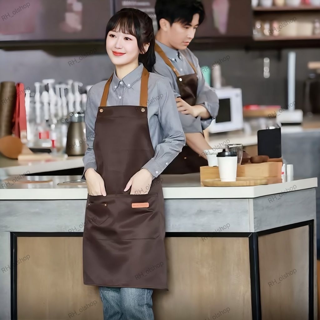 Apron Celemek Barista Korean Style Pria Wanita Apron Barista Celemek Dapur