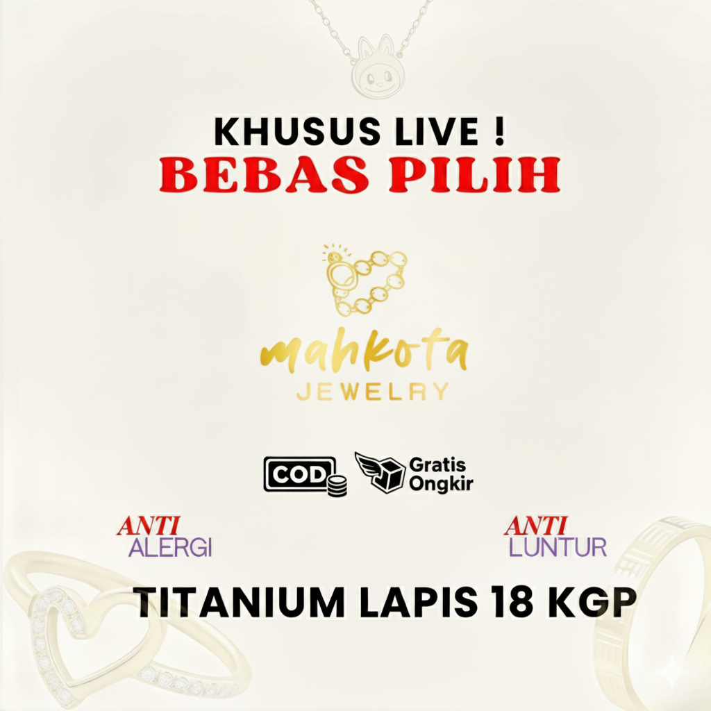 Bebas Pilih Khusus Live Semua Perhiasan Titanium Anti Alergi, Anti Karat, Anti Luntur ( Kalung, Gela