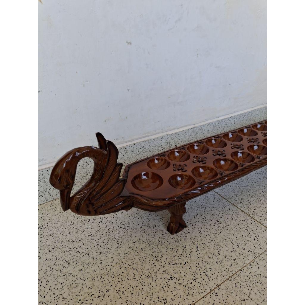 Dakon Congklak Tradisional Kayu Jati Motif Angsa